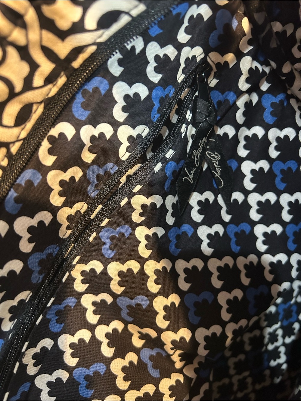Vera Bradley Quilted Pattern Tote Bag in Black, White & Blue - Picture 6 of 7